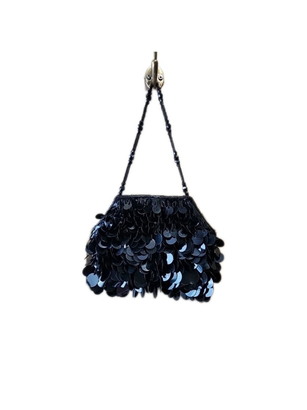 Black Sequined Beaded Evening Mini Purse NWOT